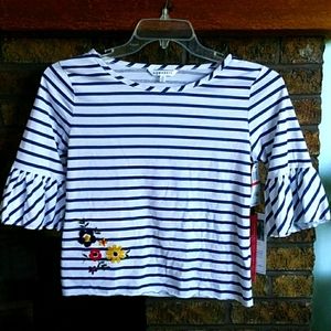 NWOT Nowadays blue white striped top
